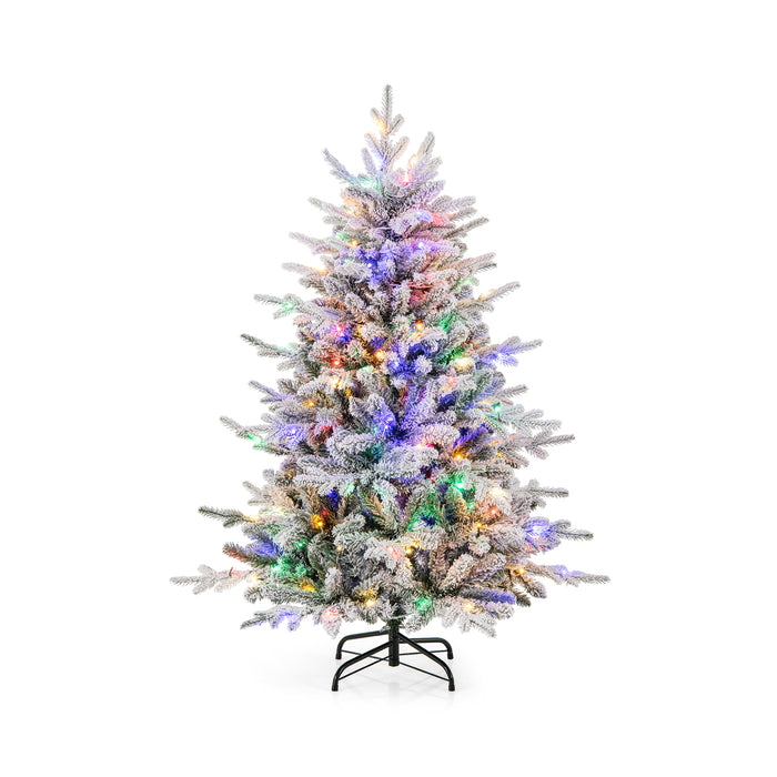 147/186 Flocked Christmas Tree with 8 Lighting Modes-