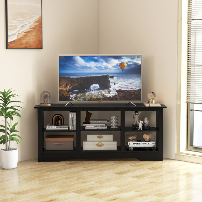 147cm TV Stand for TVs up to 65 Inches with 6 Open Storage Shelves-