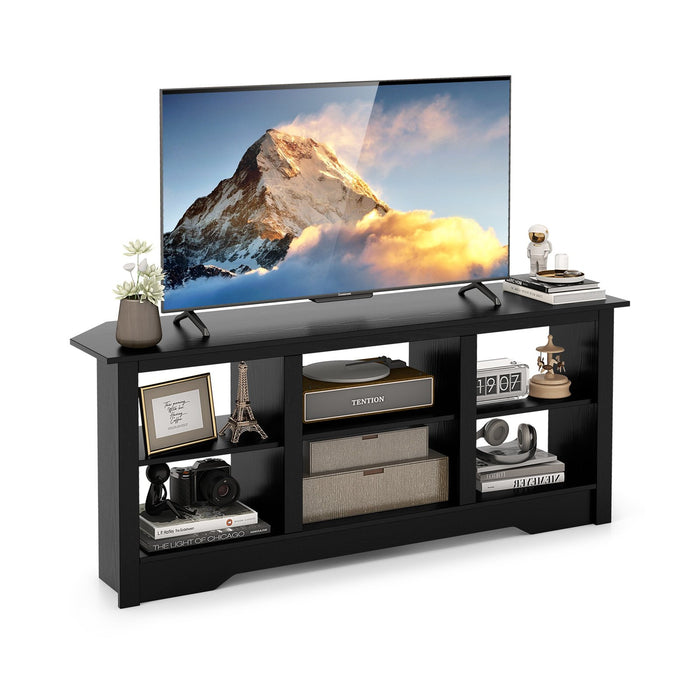 147cm TV Stand for TVs up to 65 Inches with 6 Open Storage Shelves-