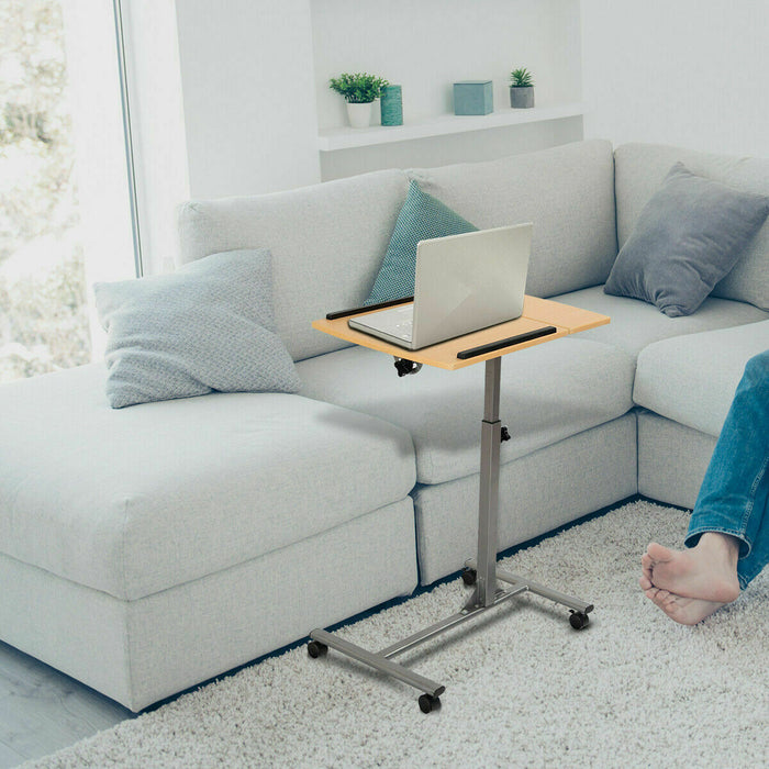 Rolling Mobile Laptop Desk - Height Adjustable, Tilting Design - Ideal for Work from Home or Office Use