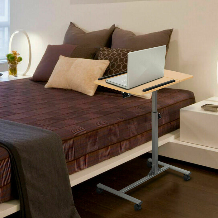 Rolling Mobile Laptop Desk - Height Adjustable, Tilting Design - Ideal for Work from Home or Office Use