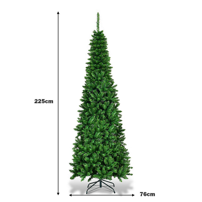 Artificial Pencil Christmas Tree with LED Lights in 3 Sizes-7.5FT