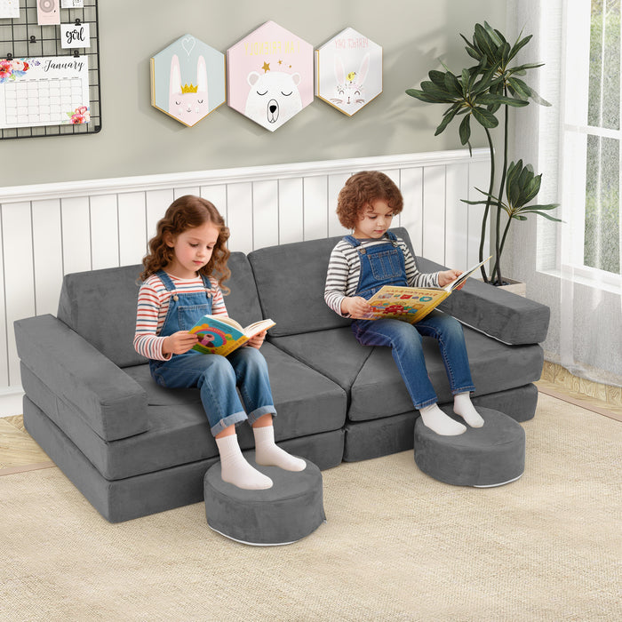 14 PCS Modular Kids Play Couch Child Sectional Sofa Building Blocks Playset-Yellow