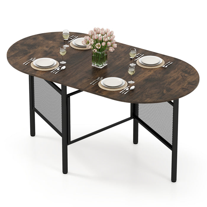 150 CM Folding Dining Table for 6-8 People with Metal Legs-
