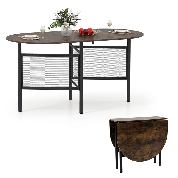 150 CM Folding Dining Table for 6-8 People with Metal Legs-