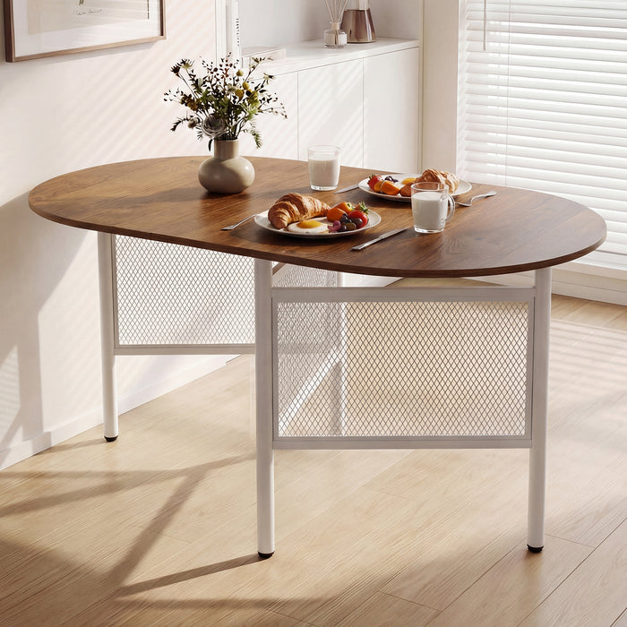 150 CM Folding Dining Table for 6-8 People with Metal Legs-