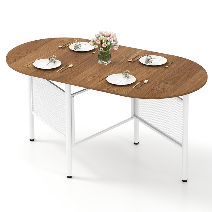 150 CM Folding Dining Table for 6-8 People with Metal Legs-