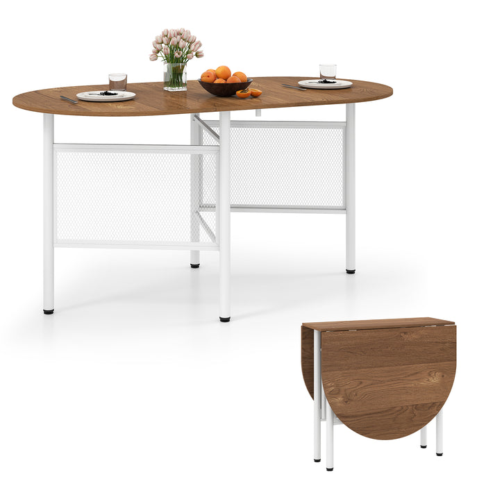 150 CM Folding Dining Table for 6-8 People with Metal Legs-