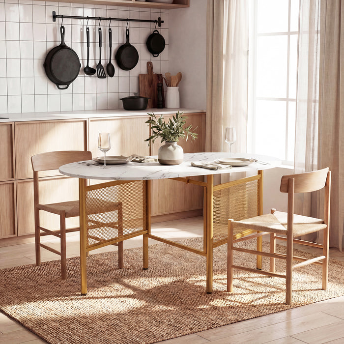 150 CM Folding Dining Table for 6-8 People with Metal Legs-