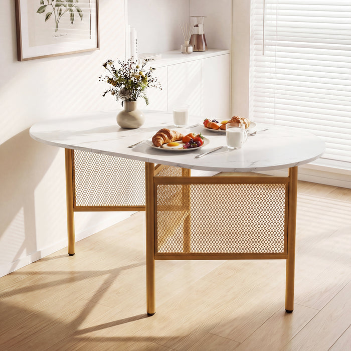 150 CM Folding Dining Table for 6-8 People with Metal Legs-