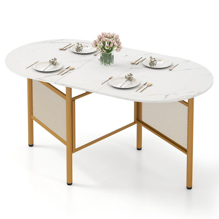 150 CM Folding Dining Table for 6-8 People with Metal Legs-