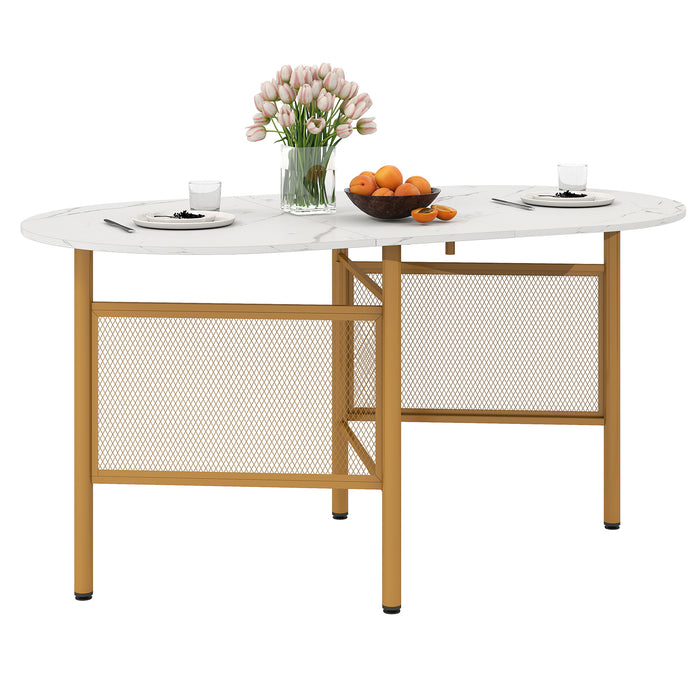 150 CM Folding Dining Table for 6-8 People with Metal Legs-