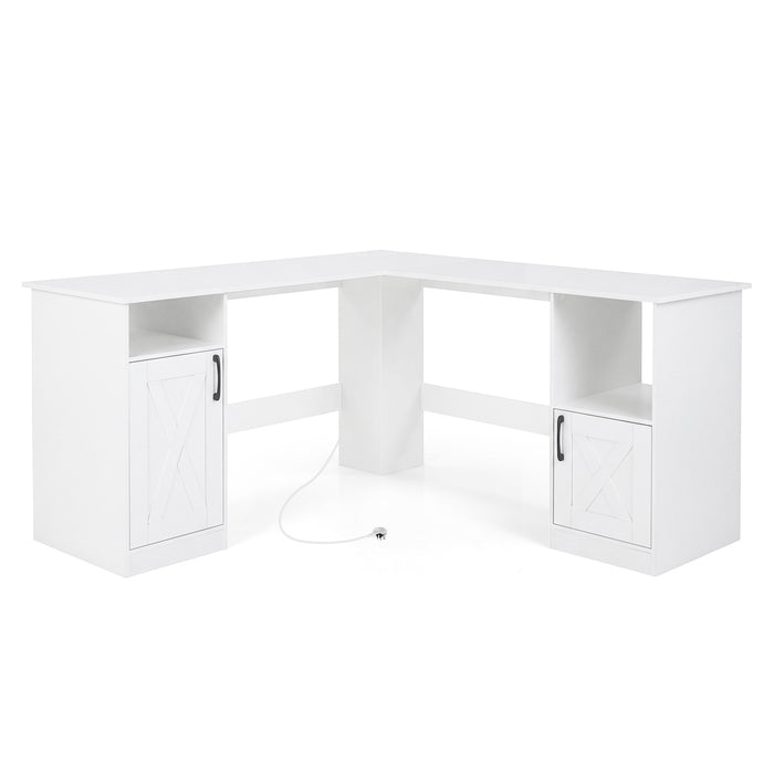150 CM L Shaped Executive Desk with Charging Station-