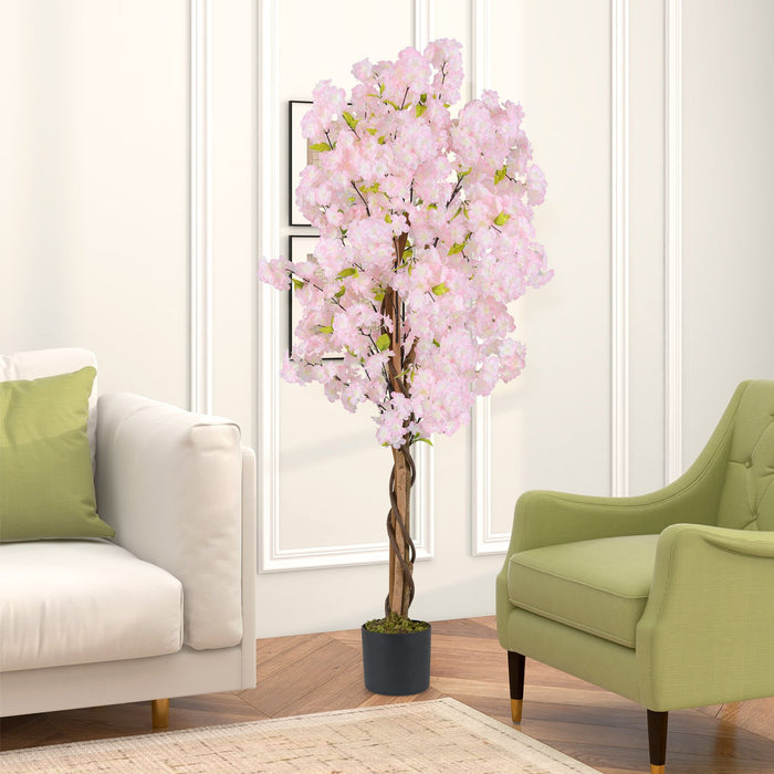 150CM Tall Artificial Cherry Blossom Tree Faux Flower Plant in Nursery Pot-