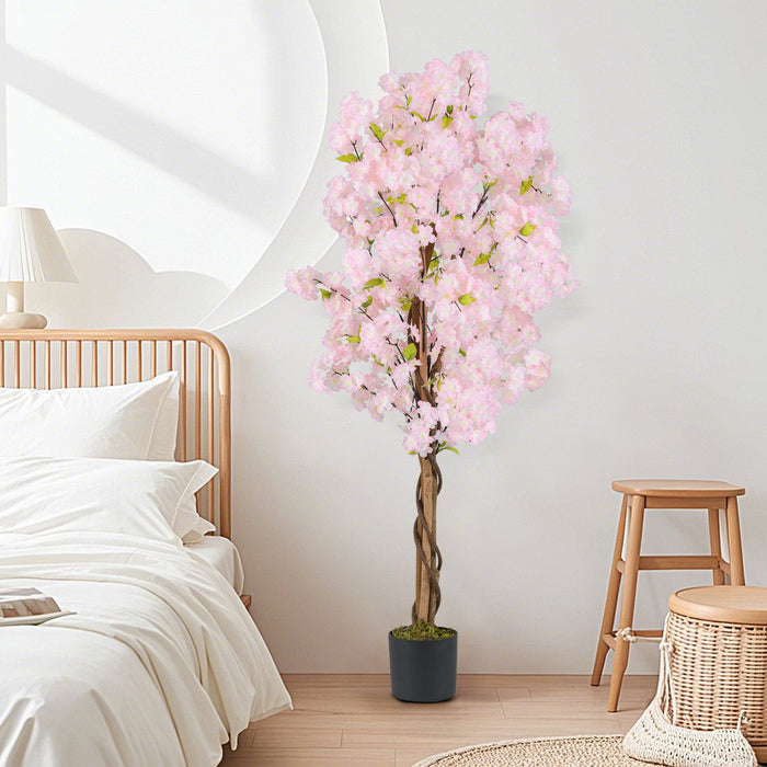 150CM Tall Artificial Cherry Blossom Tree Faux Flower Plant in Nursery Pot-