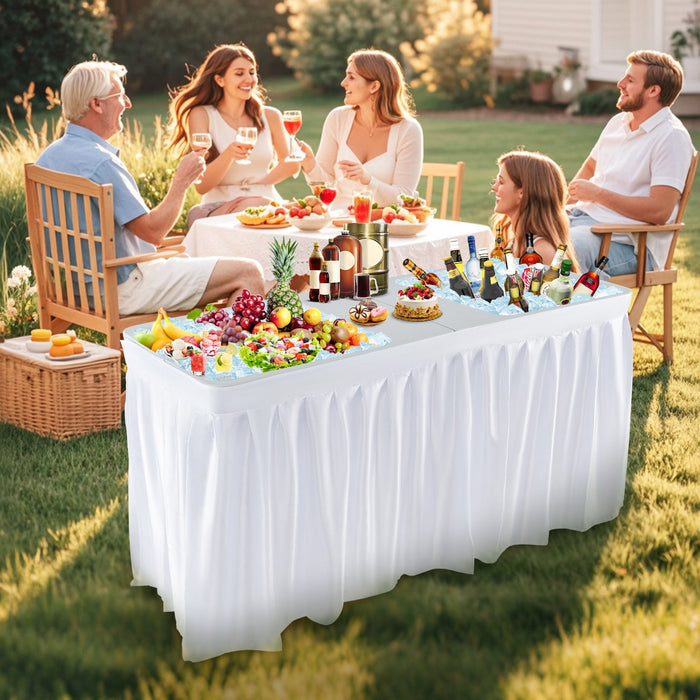150CM Folding Ice Cooler Table with Double Sinks-