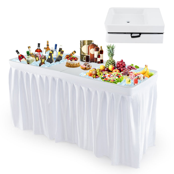 150CM Folding Ice Cooler Table with Double Sinks-