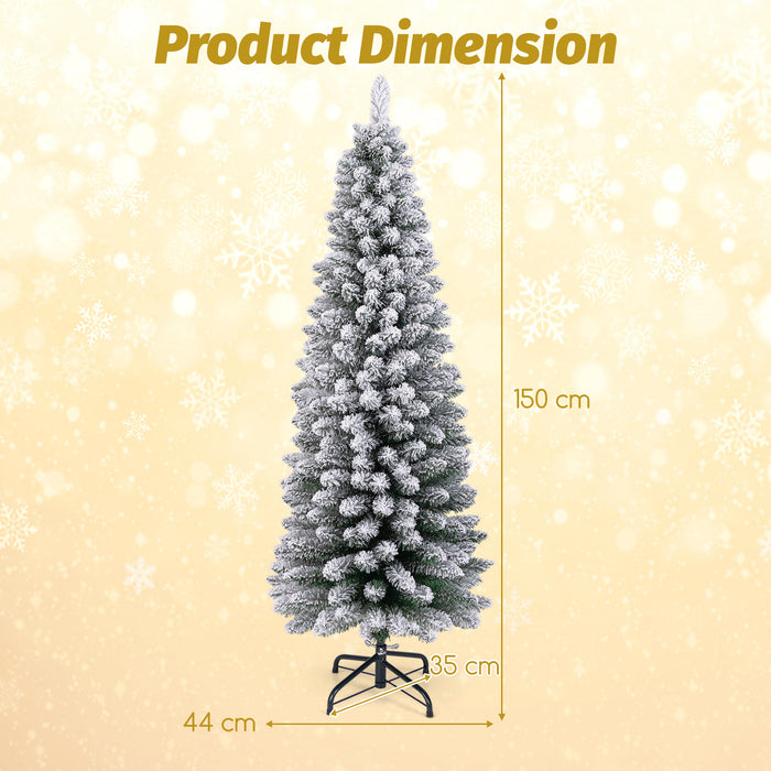 120/150/180 CM Snow Flocked Artificial Christmas Tree with 240/328/460 Branch Tips-
