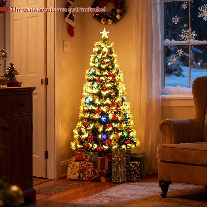 120/150 cm Fiber Optic Christmas Tree Artificial Pre-lit Xmas Tree with 8 Lighting Modes-