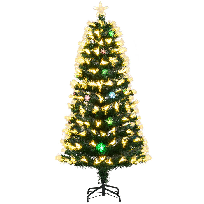 120/150 cm Fiber Optic Christmas Tree Artificial Pre-lit Xmas Tree with 8 Lighting Modes-