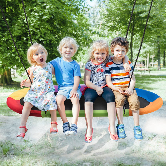 150 cm Oval Swing with Height-Adjustable Rope for Outdoor Indoor-