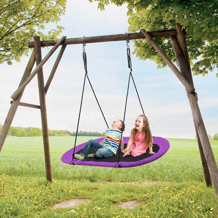 150 cm Oval Swing with Height-Adjustable Rope for Outdoor Indoor-