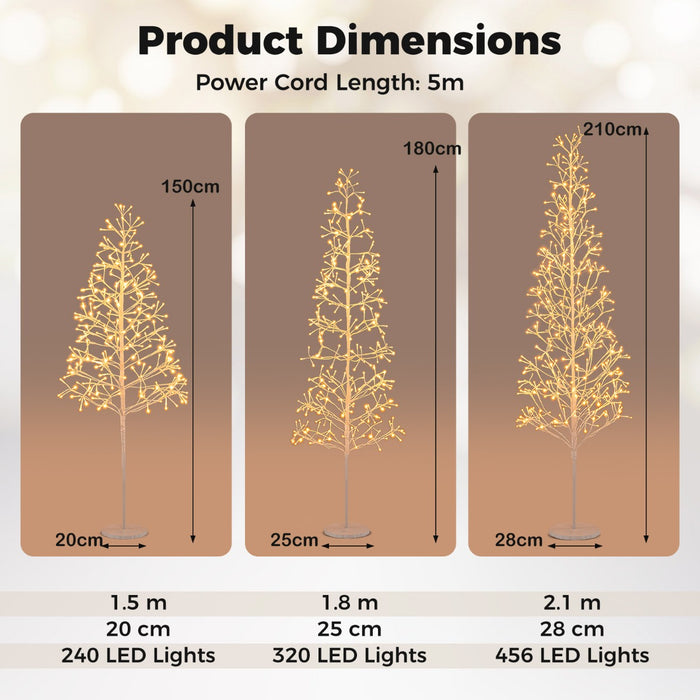 1.5/1.8m Lighted Birch Tree Twig Tree with 240 Warm White LED Lights-1.5 M