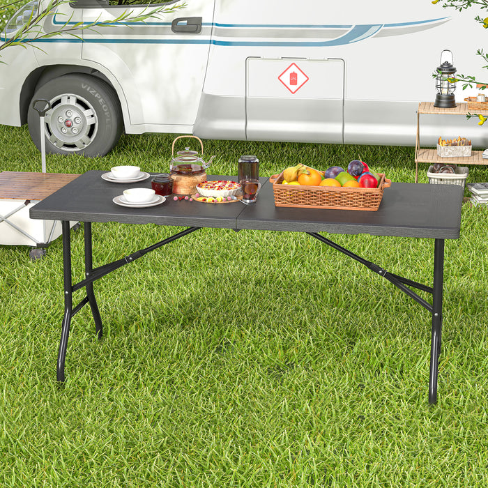 152 cm Portable Folding Picnic Table Patio Dining Table with HDPE Tabletop-
