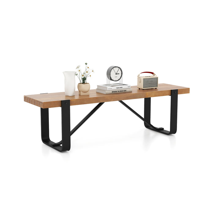 Hallway Bench 152cm Long With Metal Frame - Load Bearing Capacity Up To 300kg, Natural Finish - Ideal Seating Solution for Your Entryway