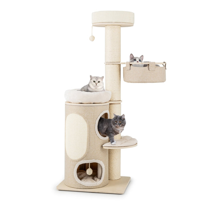 154CM Multi-level Cat Tree with 2-stoery Condo and Top Perch-