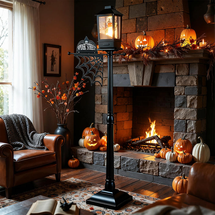 155 cm Halloween Lamp Post Sound-Activated with  Snowy Effects-