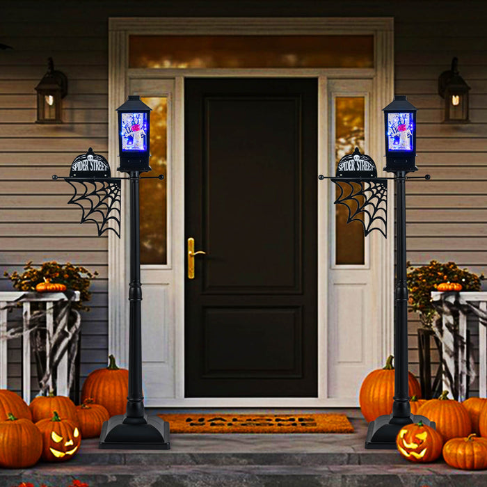 155 cm Halloween Lamp Post Sound-Activated with  Snowy Effects-