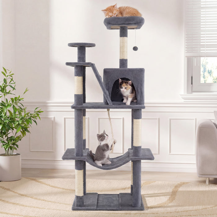158 CM Tall Cat Tree Tower for Indoor Cats with Plush Top Perch-