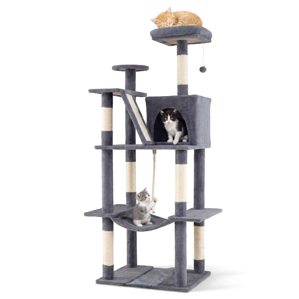 158 CM Tall Cat Tree Tower for Indoor Cats with Plush Top Perch-