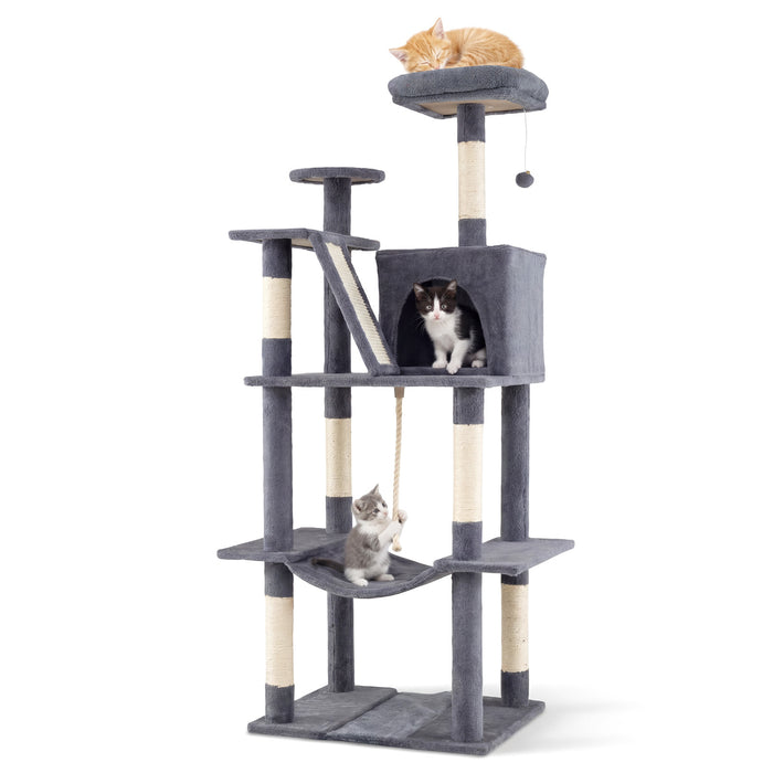 158 CM Tall Cat Tree Tower for Indoor Cats with Plush Top Perch-