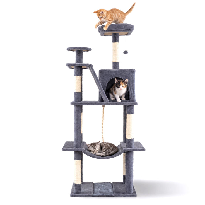 158 CM Tall Cat Tree Tower for Indoor Cats with Plush Top Perch-
