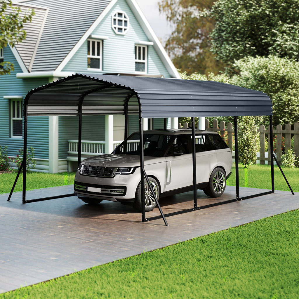 15FT Heavy-Duty Metal Carport Outdoor Garage Car Shelter-