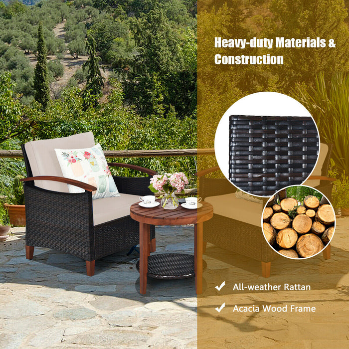 3-Piece Rattan Furniture Set with Removable Cushions abd Washable Covers-