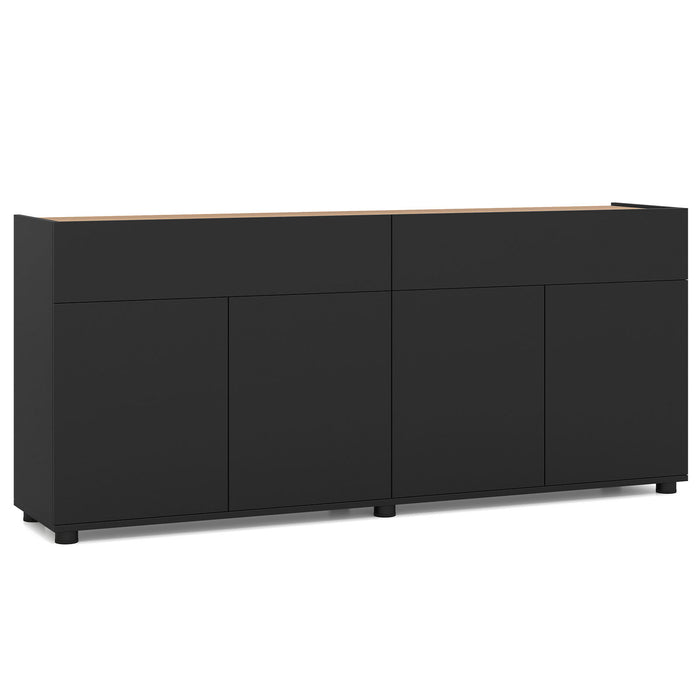 160 cm Buffet Cabinet with Push-to-Open Doors & 2 Drawers for Dining Room-Black