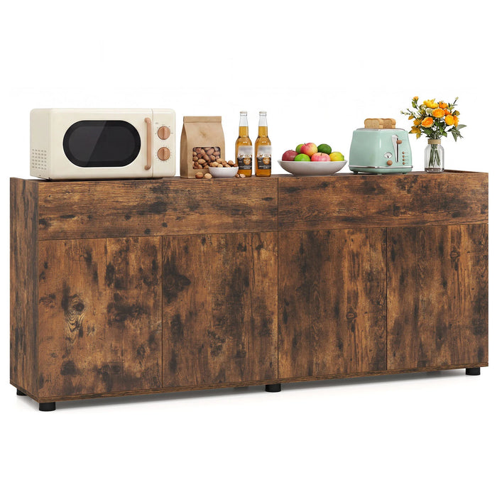 160 cm Buffet Cabinet with Push-to-Open Doors & 2 Drawers for Dining Room-Black