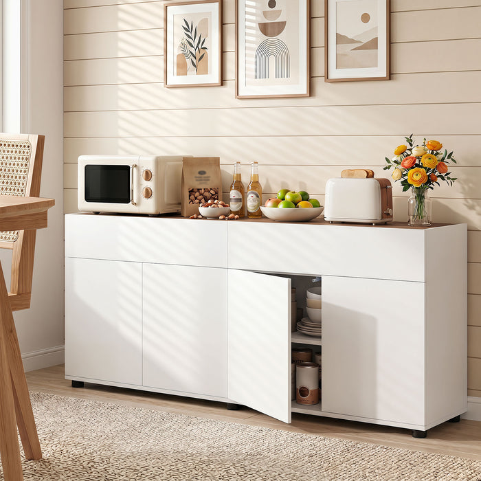 160 cm Buffet Cabinet with Push-to-Open Doors & 2 Drawers for Dining Room-Black