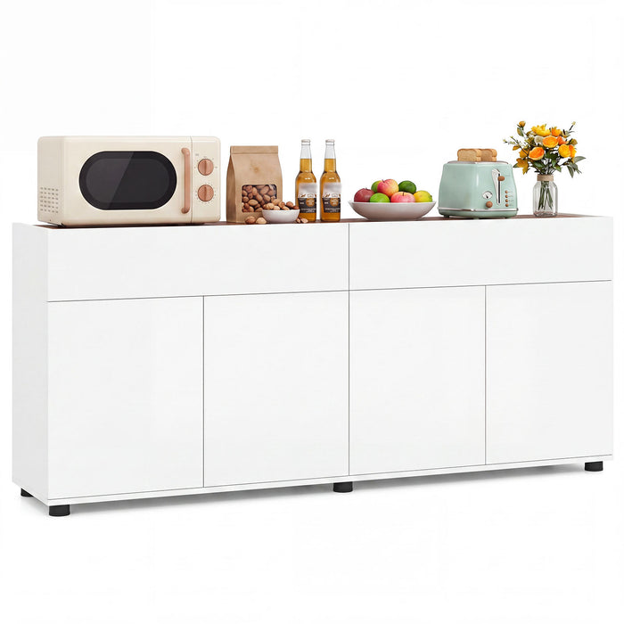 160 cm Buffet Cabinet with Push-to-Open Doors & 2 Drawers for Dining Room-Black