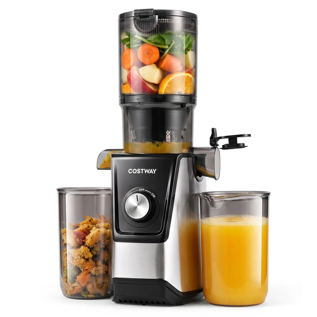 160W Cold Press Juicer w/ Dual Outlets & Wide Chute for Whole Fruits Vegetables-