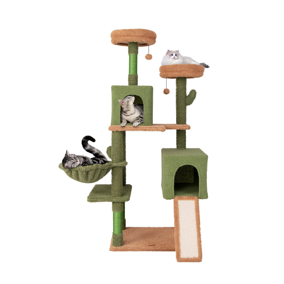 160 cm Multi-level Cactus Cat Tree for Indoor Cats with Scratching Posts-