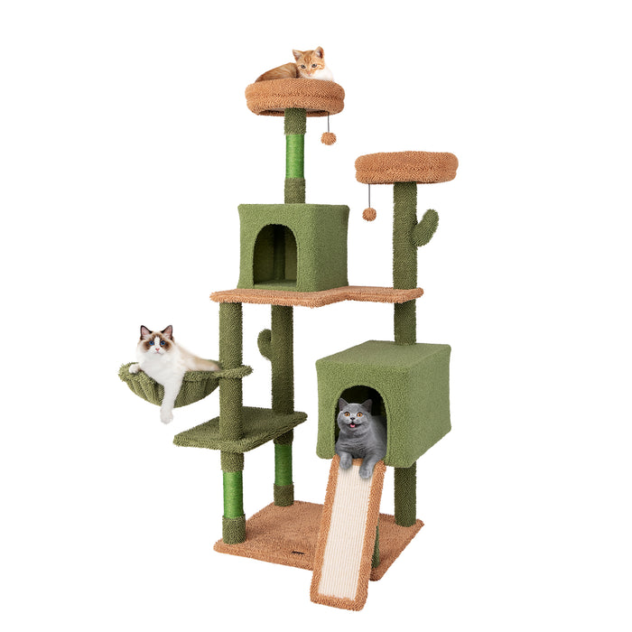 160 cm Multi-level Cactus Cat Tree for Indoor Cats with Scratching Posts-