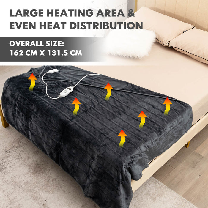 160 x 130 CM Electric Heated Throw Blanket with 10 Heat Settings-