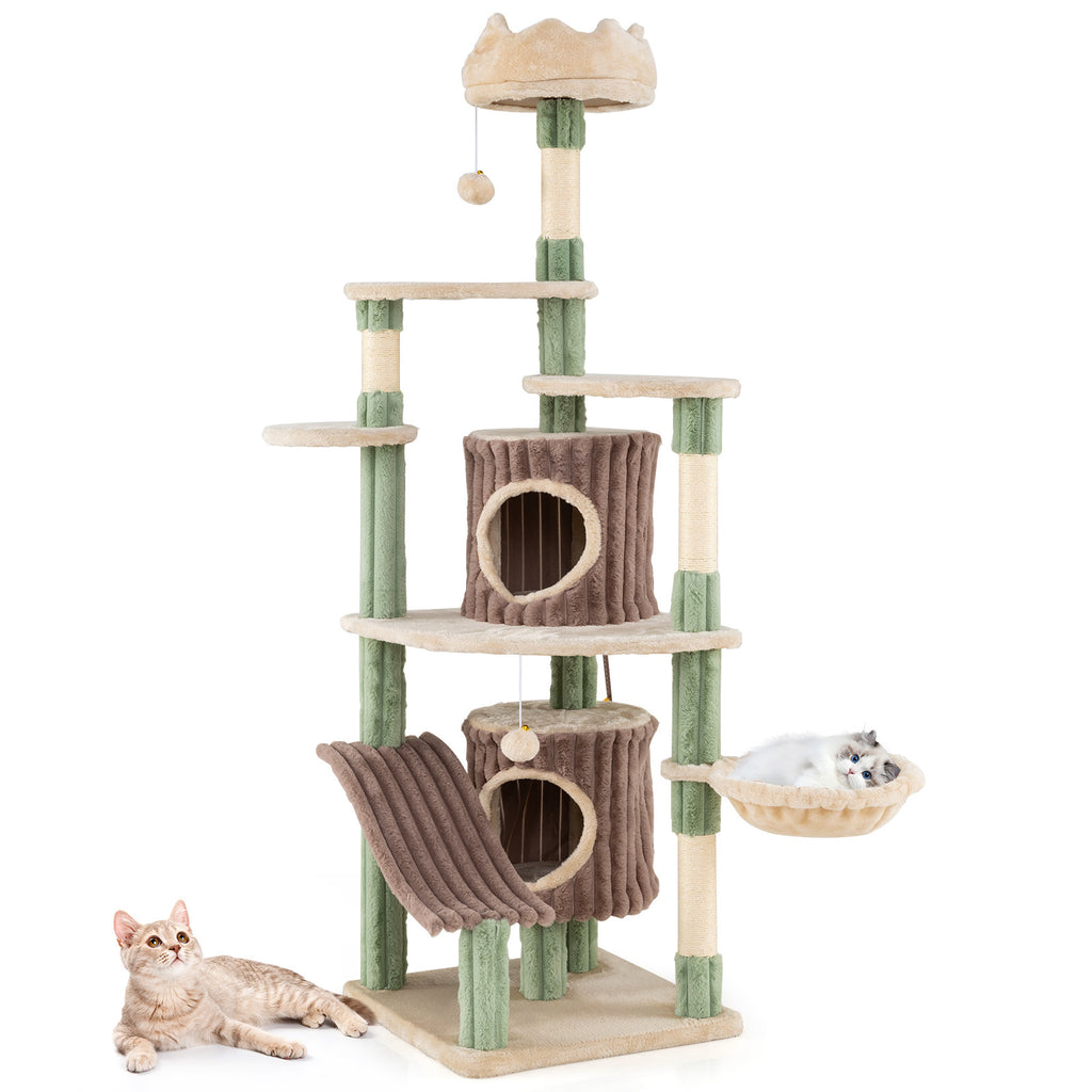 163 cm Tall Kitty Tower with 2 Condos and Plush Perch-