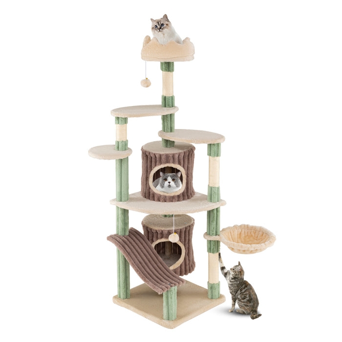 163 cm Tall Kitty Tower with 2 Condos and Plush Perch-