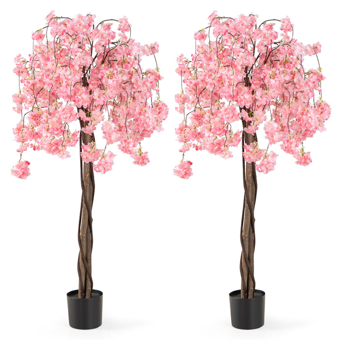 163CM Tall Artificial Cherry Blossom Tree with Flowers Set of 2-