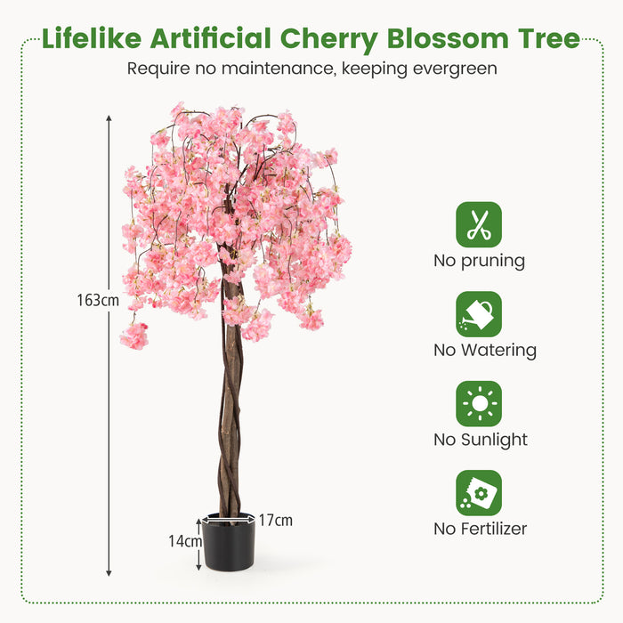 163CM Tall Artificial Cherry Blossom Tree with Flowers Set of 2-